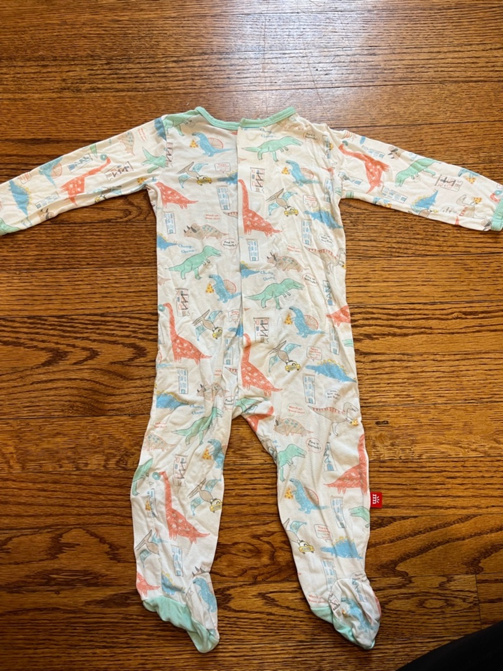 Magnetic Me Dino Print Onesie | 6-9M White with Multi-Color Dinosaurs